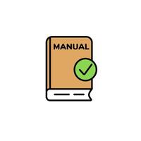 Instruction manual icon with a check mark symbol for approval vector