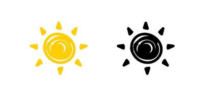 Bright yellow sun and dark black sun symbol on clean simple background vector