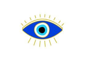 Artistic blue eye with lashes and detailed iris in unique graphic design vector