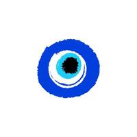 Blue and white evil eye symbol with black center for protection and good fortune vector