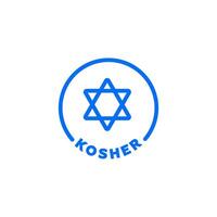 Blue star of david symbol with kosher text in circular design for labeling purposes vector