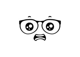 Cartoon face with big eyes and glasses expressing surprise on a simple background vector