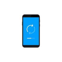 Smartphone displaying update icon with progress bar on blue screen vector