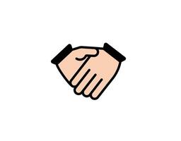 Simplified graphic of two hands shaking in agreement and cooperation vector