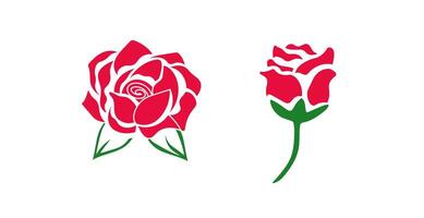 Red roses with green leaves simple artistic illustration design vector