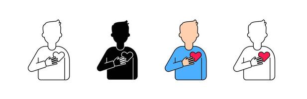 Diverse heart icons in different styles and colors showing affection and emotion vector