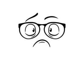Illustration of face with worried expression and glasses simple black line art design vector