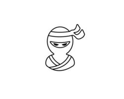 Simple line art of a ninja wearing a headband and mask on a plain background vector