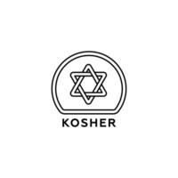 Kosher label with star of david icon signifying food certification and compliance vector