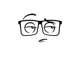 Funny face with glasses and raised eyebrow showing doubt and skepticism art design vector
