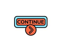 Colorful continue button with arrow for website and application navigation use vector