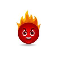 Fiery emoji with a red face and flames, symbolizing anger and rage. vector