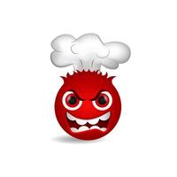 Devilish emoji with red flames, aggressive look, and furious emotion. vector