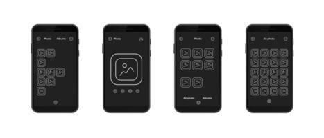 Mobile interface with photo gallery icons displayed on smartphone screens vector
