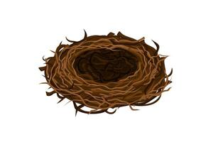 Empty bird nest made of twigs on white background depicting nature and wildlife concepts vector