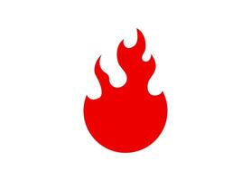 Red flame icon with curved shapes represents heat, energy, and burning concepts vector