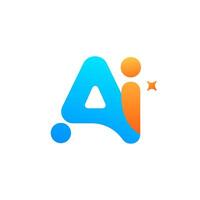 Modern AI icon with gradient colors, star motif, and rounded design. vector