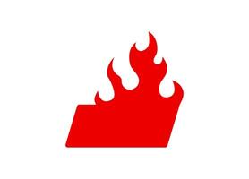 Red fire symbol over folder represents risk alert or important data security message vector