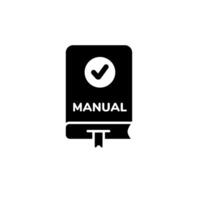 Manual icon with checkmark symbol representing an instruction guide or how to guide book vector