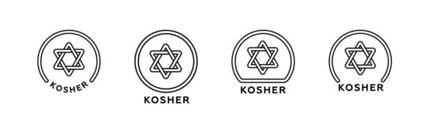 Kosher symbols with star of david design in black circle outlines for food certification vector