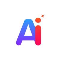 AI symbol with gradient colors, abstract star, and online intelligence design. vector