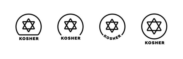 Four symbols indicating kosher food certification with star of david vector