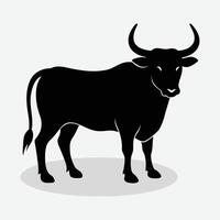 a black bull is standing in front of a white background vector