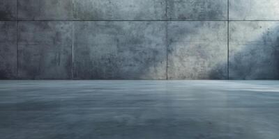 An empty room with concrete walls and a concrete floor photo