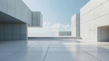 Empty concrete building with sky background 3d rendering photo