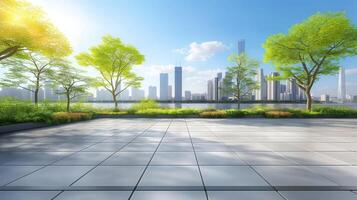 A cityscape with a large park and trees photo