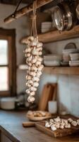 Hanging Garlic Braids in Countryside photo