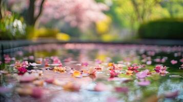 Petals Softly Landing on Water photo