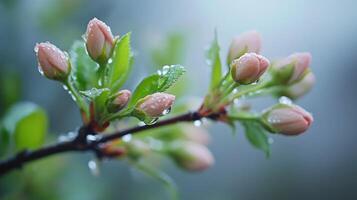Raindrops Adorning Spring Buds photo