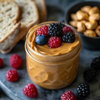 Peanut Butter Jar with Assorted Berries photo
