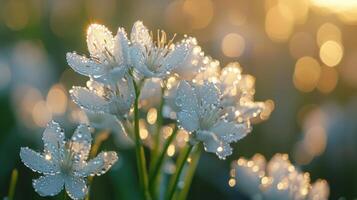 Fresh Dew on Blossoming Garlic photo