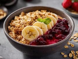 Nutritious Breakfast Bowl with Peanut Butter photo