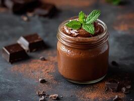 Indulgent Glass Jar of Chocolate Mousse photo