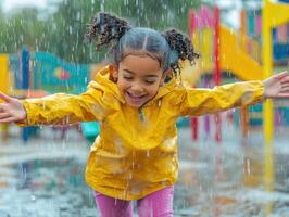 Playful Rain Frolic in Playground photo
