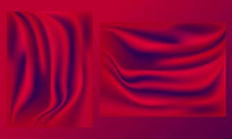 Elegant red silk fabric background with smooth folds vector