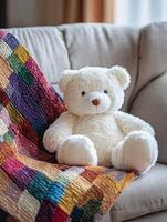 Adorable Bear on Cozy Quilt photo