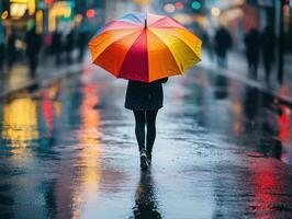 Stroll Under Umbrella in Drizzle photo