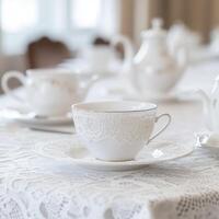 Lace Tablecloth Adorned in Complex Motifs photo