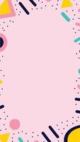 A pink background with geometric shapes and colors vector