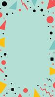 A square frame with colorful shapes and dots on a blue background vector