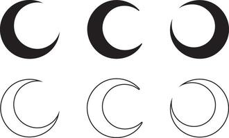 Set of Crescent Silhouettes, Elegant Moon Shape Collection for Celestial and Islamic Designs vector