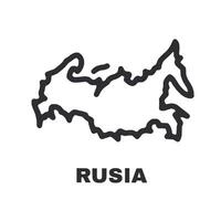 A map of Russia is drawn in black vector