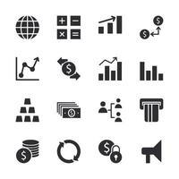 A set of black and white icons that represent money and finance vector