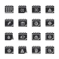A set of black and white calendar icons vector