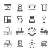 A set of icons for furniture and home items vector