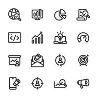 A set of icons with a globe, a laptop, a person, a computer, a cell phone vector